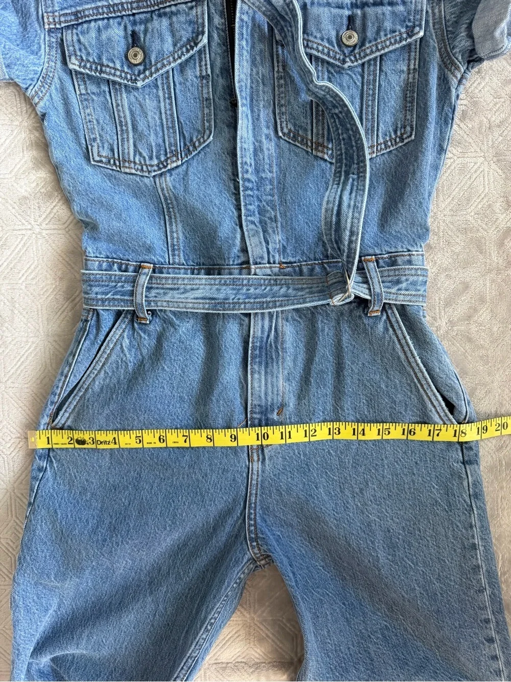 Abercrombie & Fitch Denim Jumpsuit with Belt